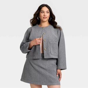 A New Day Women's Brushed Boucle Lady Jacket - Gray, 1X